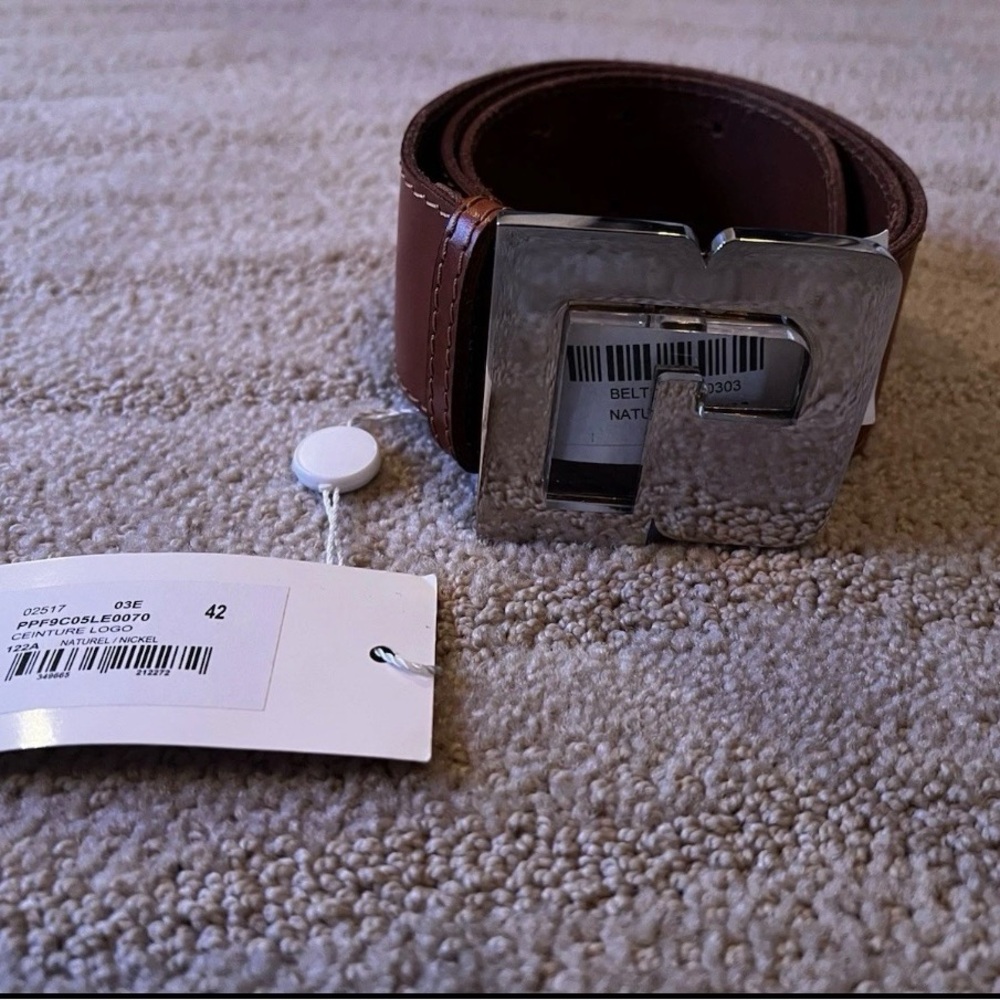 Paco Rabanne Brown Belt‎ with Silver Buckle